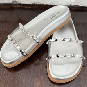 Valentino Garavani Women's Silver Slide Sandals